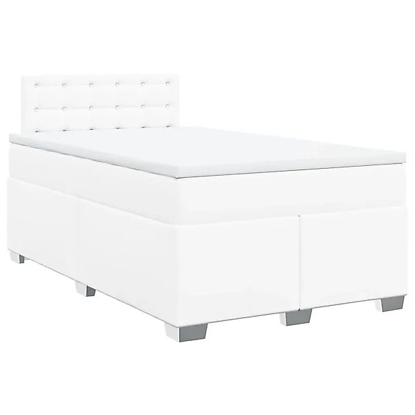 vidaXL Boxspringbett mit Matratze Weiß 120x200 cm Kunstleder 3288417 günstig online kaufen
