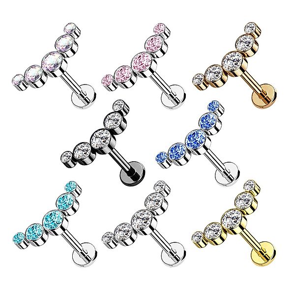 Taffstyle Piercing-Set Piercing Ohr Bogen flach 5 Kristalle Rosegold Clear günstig online kaufen