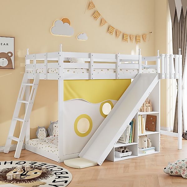 Flieks Etagenbett, Kinderbett Kiefernholzbett mit Leiter günstig online kaufen