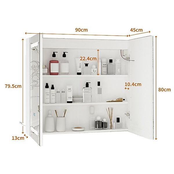 FUFU&GAGA Badezimmerspiegelschrank 120*13*90 cm, weiß, Glas günstig online kaufen