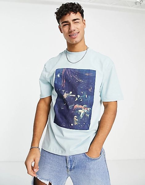 River Island – Old Masters – T-Shirt mit normalem Schnitt in Blau günstig online kaufen