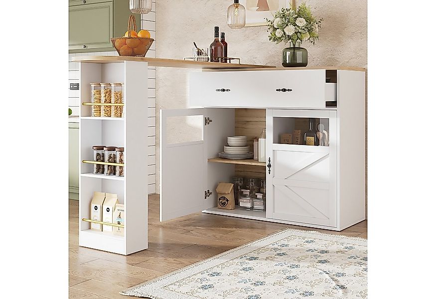 OKWISH Bartisch Ausziehbarer Kücheninsel,mit Stauraum (Ausziehbarer Bartisc günstig online kaufen