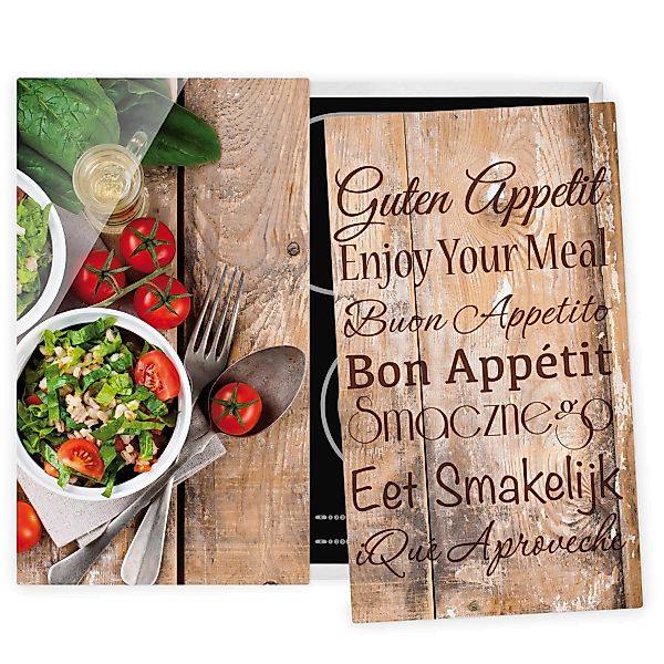 2-teilige Herdabdeckplatte Glas Kulinarisch Guten Appetit günstig online kaufen