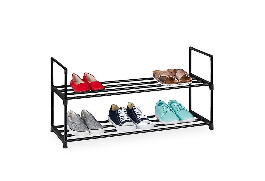 relaxdays Schuhregal Schwarzes Schuhregal aus Metall, 2 günstig online kaufen