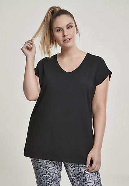 URBAN CLASSICS Kurzarmshirt Damen Ladies Round V-Neck Extended Shoulder Tee günstig online kaufen