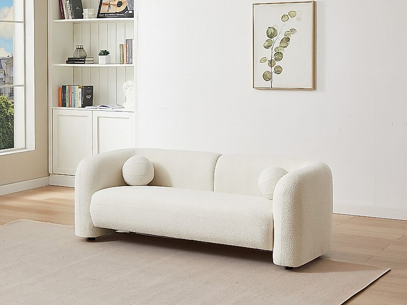 Sofa 2-Sitzer - Bouclé-Stoff - Weiß/Ivory - OVOTAS günstig online kaufen