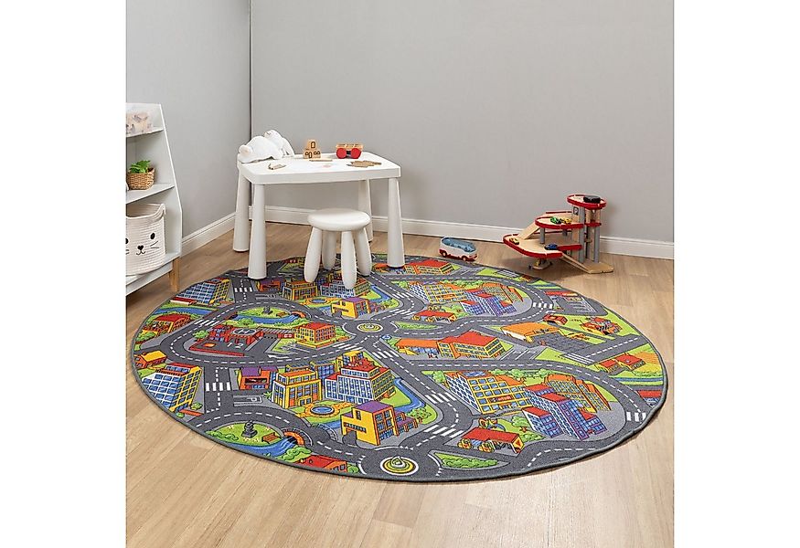 Steffensmeier Kinderteppich Anton, rund, Straßenteppich, Kinderzimmer günstig online kaufen