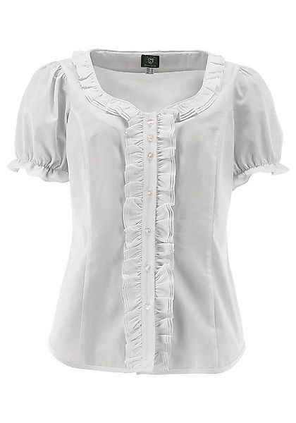 OS Trachten Trachtenbluse Tuvori Regular Fit, V-Ausschnitt, 1/2-Arm, Rüsche günstig online kaufen