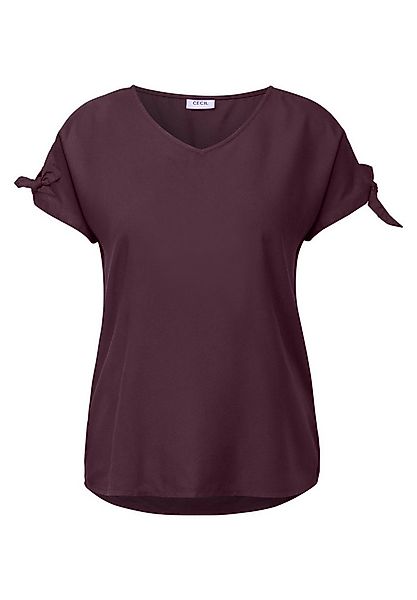 CECIL Kurzarmbluse TOS Solid Blouse w. Knot mulberry red günstig online kaufen