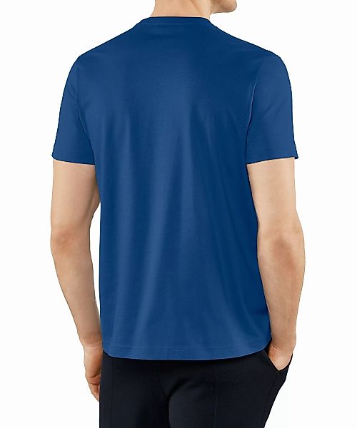 FALKE Herren T-Shirt Rundhals, Polo, L, Blau, Uni,Struktur, Baumwolle, 6210 günstig online kaufen