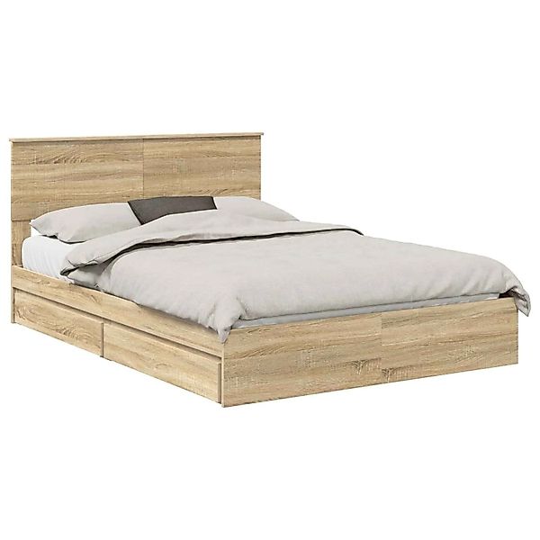 vidaXL Stauraumbett Sonoma-Eiche 140 x 200 cm Holzwerkstoff 3410793 günstig online kaufen