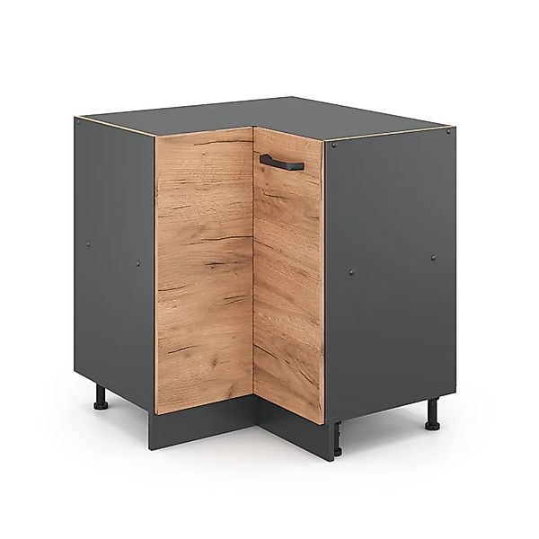 Vicco Eckunterschrank R-Line, Goldkraft Eiche/Anthrazit, 75.6 cm ohne Arbei günstig online kaufen