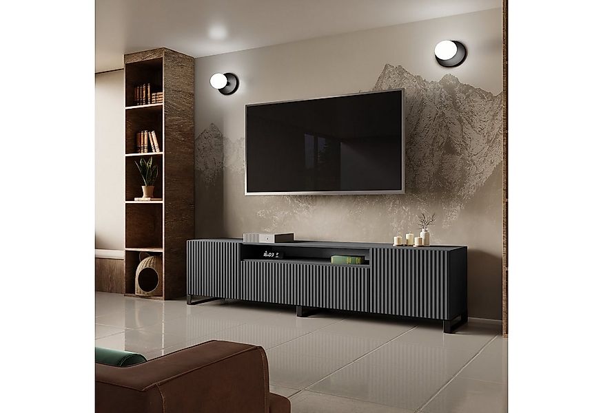 Beautysofa TV-Schrank Moderner, stilvoller RTV-Kabinett mit geriffelten Fro günstig online kaufen