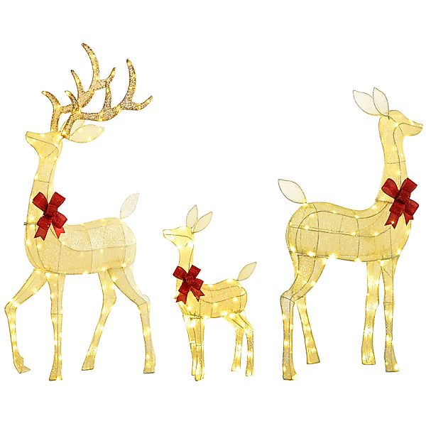 Outsunny 3er Set LED Rentier,  Weihnachtsdeko mit 283 warmweißen Lichtern, günstig online kaufen