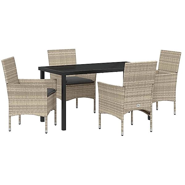 vidaXL Garten Essgruppe mit Kissen 5-Tlg Hellgrau Poly Rattan 3379809 günstig online kaufen