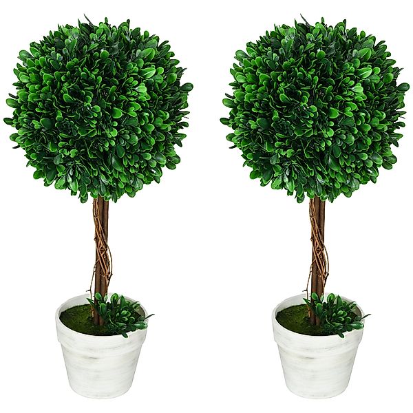 HOMCOM Künstliche Buchsbäume  2er-Set, UV-beständige Kunstpflanzen, 60cm, i günstig online kaufen
