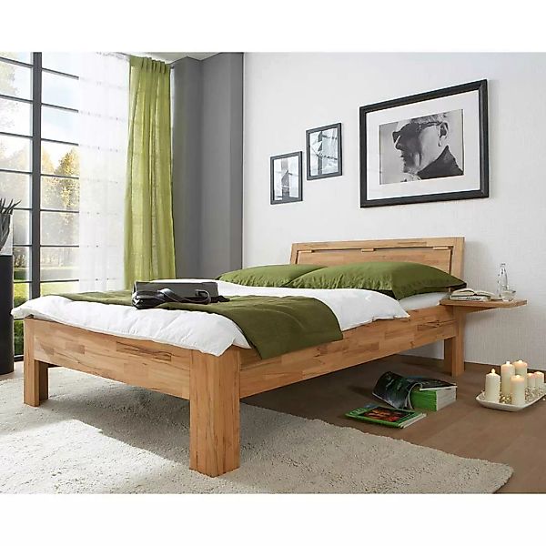 Holz Betten mit Ablagen aus Kernbuche Massivholz geölt (dreiteilig) günstig online kaufen