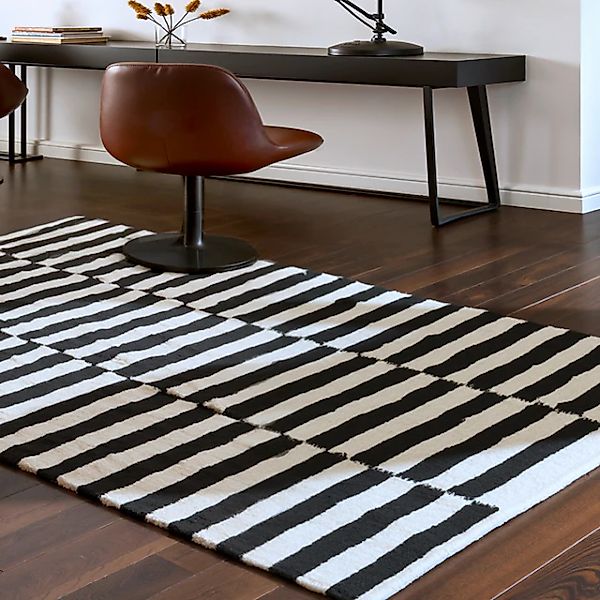 HANSE Home Wollteppich »Donna, schwarz-weiss«, rechteckig, 5 mm Höhe, Handg günstig online kaufen