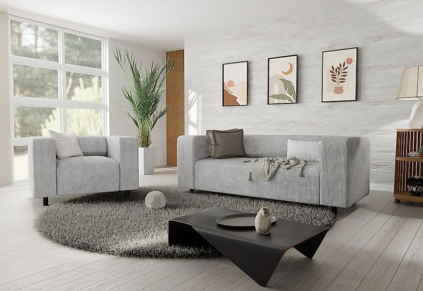 S-Style Möbel Polstergarnitur 2+1 Gustav aus Cord-Stoff mit bequemem Sitz, günstig online kaufen