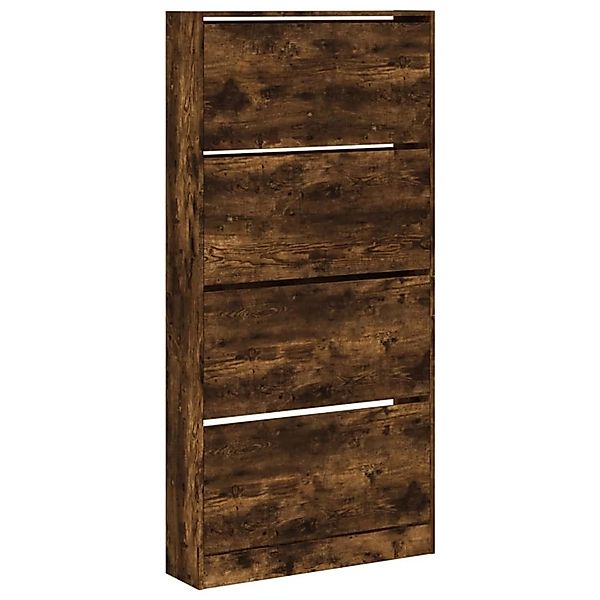vidaXL Schuhschrank mit 4 Klappen Räuchereiche 80x21x163,5 cm 3214368 günstig online kaufen