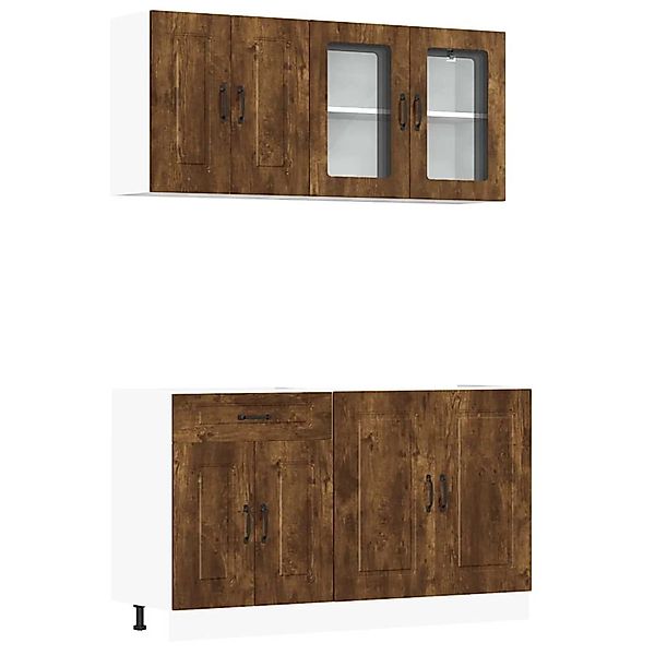 vidaXL 4-Tlg Küchenschrank-Set Kalmar Räuchereiche Holzwerkstoff 3314856 günstig online kaufen