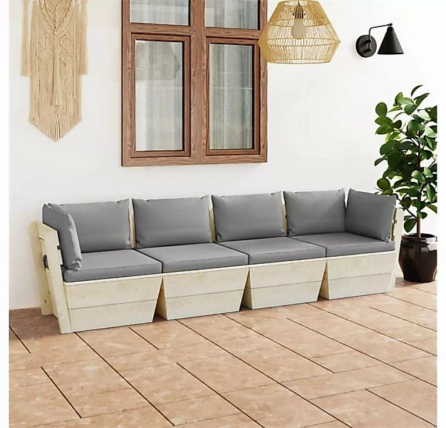 DOTMALL Sofa Garten-4-Sitzer-Palettensofa , mit Kissen Fichtenholz günstig online kaufen
