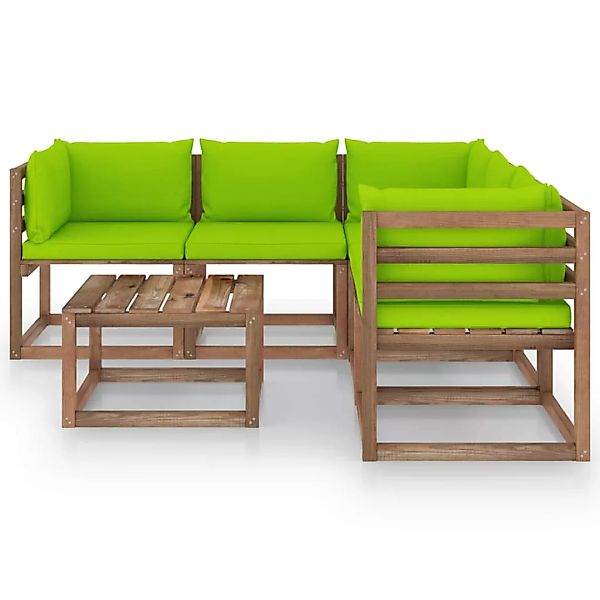 6-tlg. Garten-lounge-set Kissen Hellgrün Kiefer Imprägniert günstig online kaufen