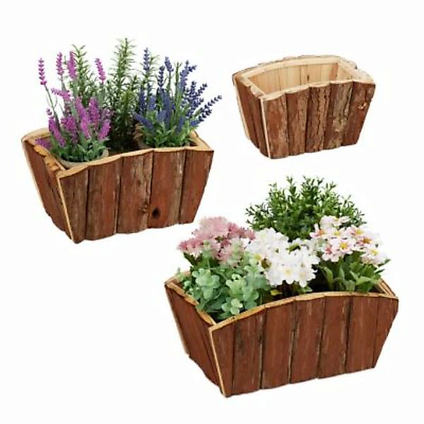 relaxdays Blumenkasten Holz im 3er Set natur günstig online kaufen
