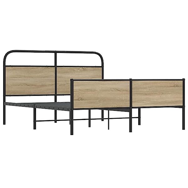 vidaXL Bett Metallbett ohne Matratze Räuchereiche günstig online kaufen