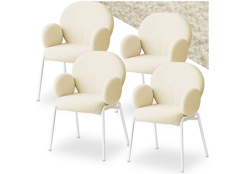 tectake Esszimmerstuhl Stuhl Scandi gepolstert, Bouclé-Stoff (Set, 4 St), E günstig online kaufen