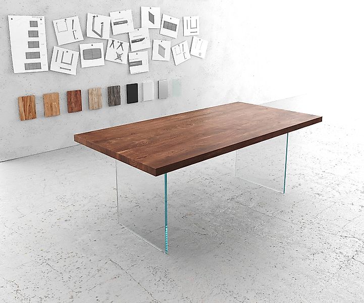 Esstisch Edge 200x100 XL Akazie Braun Glas günstig online kaufen
