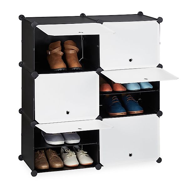 relaxdays Schuhregal Schuhschrank in Schwarz-Weiß 12 günstig online kaufen