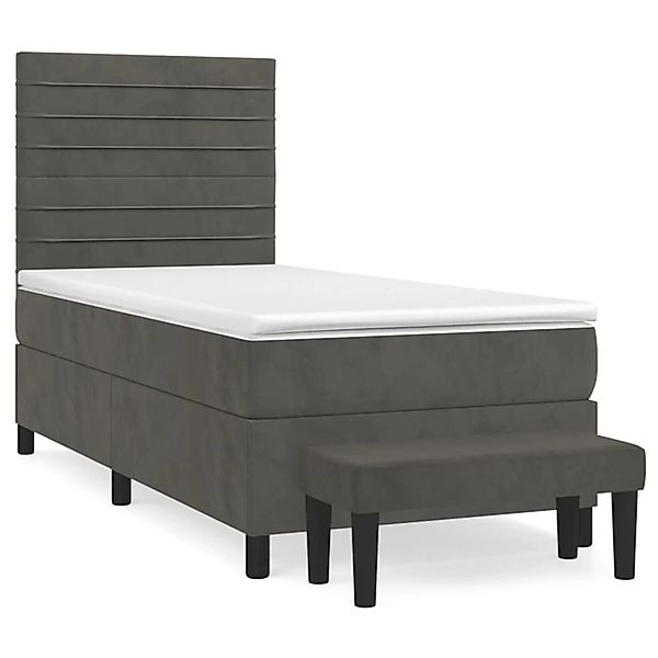 vidaXL Boxspringbett mit Matratze Dunkelgrau 80x200 cm Samt1367898 günstig online kaufen