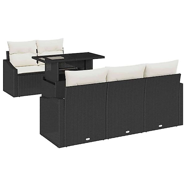 vidaXL Garten-Sofa-Set mit Speicher 6-Tlg Schwarz Poly Rattan 3357650 günstig online kaufen
