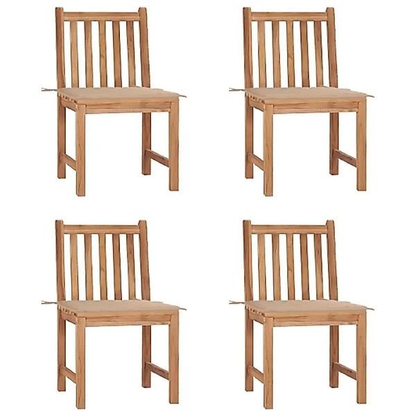 vidaXL Gartenstühle 4 Stk mit Kissen Massivholz Teak 3073091 günstig online kaufen