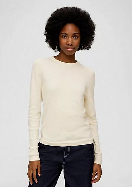 QS Strickpullover Pullover aus Baumwoll-Viskose-Mix Logo günstig online kaufen