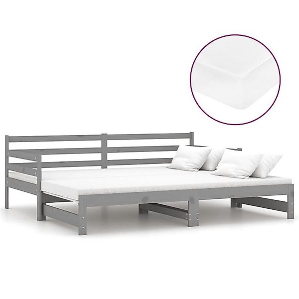 vidaXL Bett Ausziehbares Tagesbett 2x(90x200) cm Grau Massivholz Kiefer günstig online kaufen