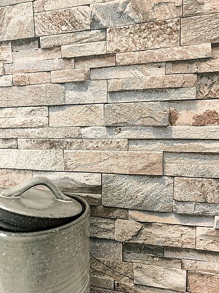 Newroom Vliestapete, Beige Tapete Modern Stein - Steintapete Schiefer Grau günstig online kaufen