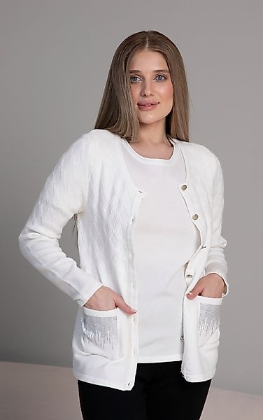 Passioni Strickjacke Twinset mit Rautenmuster und günstig online kaufen