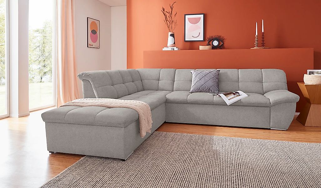 DOMO collection Ecksofa "Lagoa, moderne Sitzheftung, bequem und komfortabel günstig online kaufen