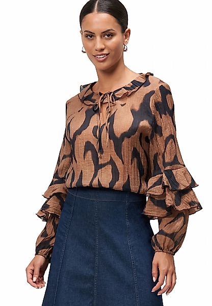 Zero Crinklebluse "zero Damen Crinkle-Bluse mit Volants" günstig online kaufen