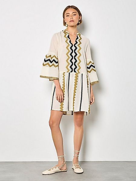 Apricot Druckkleid Tunika-Kleid mit Chevron-Muster günstig online kaufen