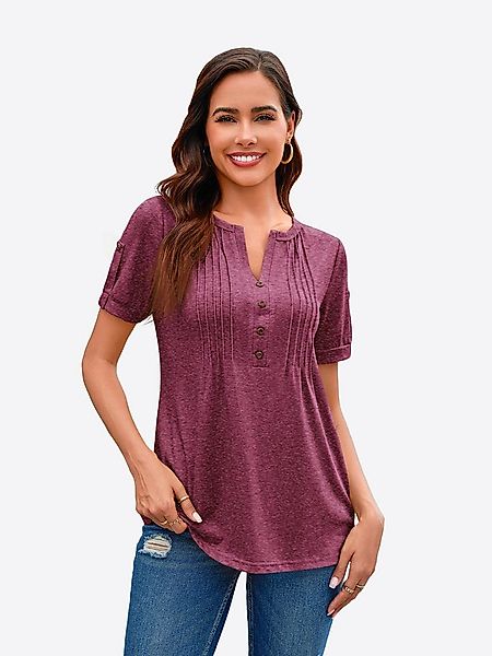 Imily Bela Tunika Damen mit V-Ausschnitt Knöpfen A-förmigem Saum (Packung, günstig online kaufen