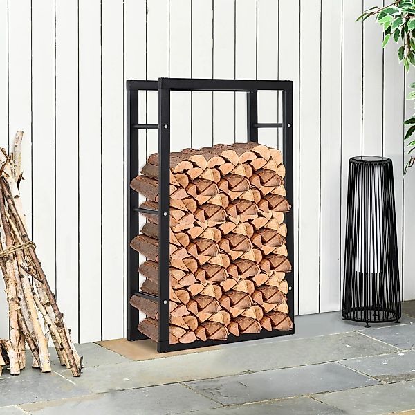 HOMCOM Kaminholzständer schwarz B/H/L: ca. 25x100x60 cm ca. 100 kg günstig online kaufen