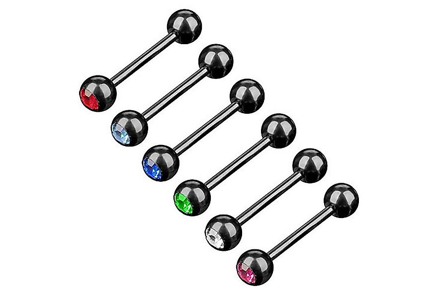 Taffstyle Piercing-Set Zungenpiercing Intim Ohr Kugel Schwarz Kristall, Bar günstig online kaufen