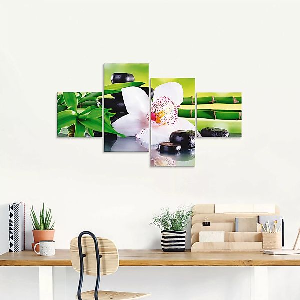 Artland Glasbild »Spa Steine Bambus Zweige Orchidee«, Zen, (4 St.) günstig online kaufen