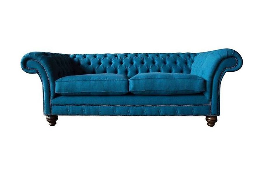 Xlmoebel Sofa Chesterfield 3-Sitzer Couch Polsterung Stoff Wohnbereich Blau günstig online kaufen