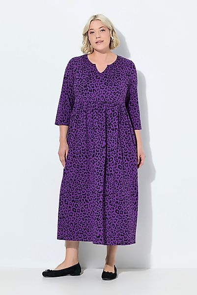 Ulla Popken Maxikleid Jerseykleid A-Linie Tunika-Ausschnitt günstig online kaufen
