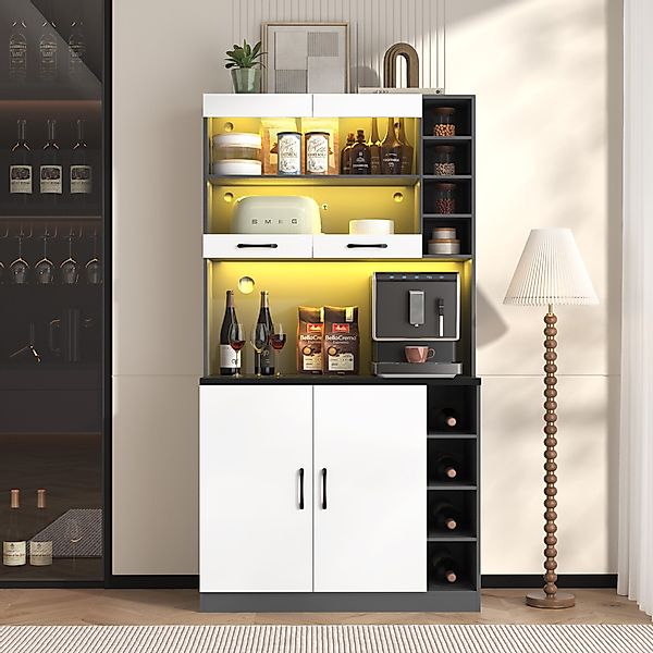 Ulife Küchenbuffet Küchenschrank, Buffet mit LED-Ambiente-Beleuchtung günstig online kaufen