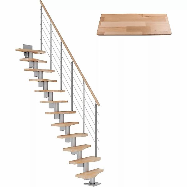 Dolle Mittelholmtreppe Basel Buche Perlgrau GH bis 315 cm Variabel 64 cm FS günstig online kaufen